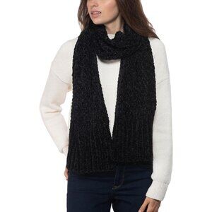 Charter Club Womens Chenille Metallic Muffler Scarf Black O/S